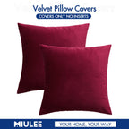 MIULEE Pack of 2 Velvet Soft Solid Decorative Square Throw Pillow Covers Set Christmas Cushion Cases Pillowcases for Sofa Bedroom Couch Car18x18 Inch 45x45 Cm