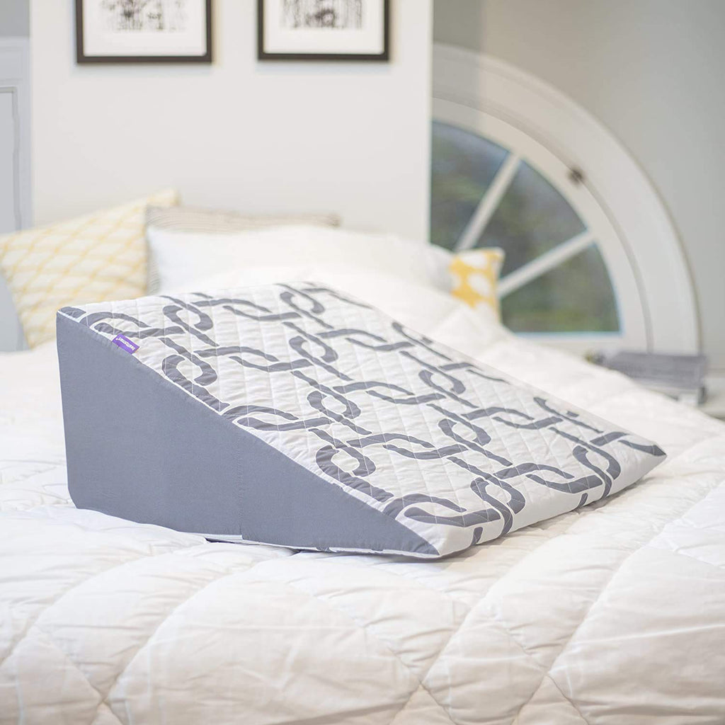 HealthSmart Wedge Pillow Cover for Bed Wedges, Wedge Pillow Case, with Rip & Spill Protection, Fits 24 x 24 x 12 Inch Wedges, Gray Links