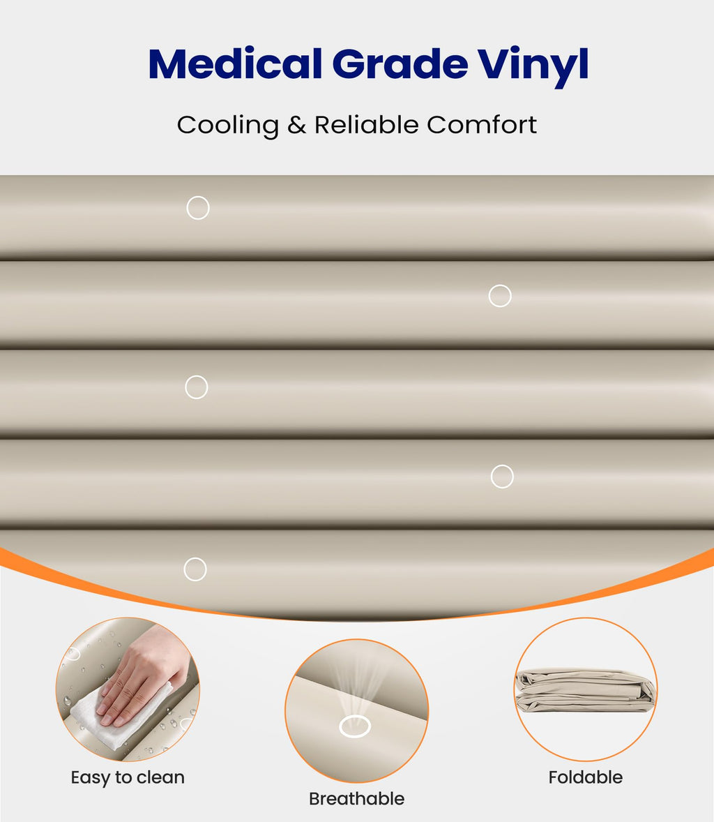 VOCIC Alternating Air Pressure Mattress Pad, Bed Sore Prevention Solution Mattress Topper with 6-Setting Pump, Waterproof Pressure Ulcer Cushion Pad for Hospital Beds and Home (S12VA, Beige)