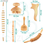COZLOW 6-in-1 Wood Therapy Massage Tools, Professional Maderoterapia Kit for Body Shaping & Sculpting, Lymphatic Drainage Massage Rollers w/Wooden Cup & Scraper for Reducing Cellulite Appearance