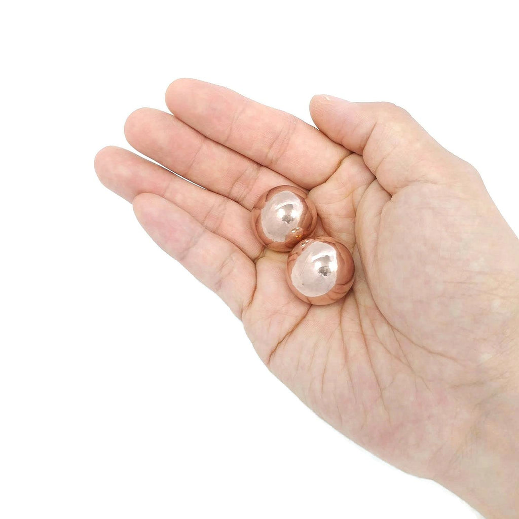 Top Chi Solid Copper Baoding Balls with Carry Pouch for Hand Therapy, Exercise, and Stress Relief (Pocket Sized 1 Inch)