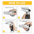 TBTEEK Butane Torch, Kitchen Torch Cooking Torch with Safety Lock & Adjustable Flame for Cooking, BBQ, Baking, Brulee, Creme, DIY Soldering(Butane Not Included)