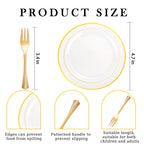 DaYammi 240 Pcs Gold Dessert Plates Set Includes 120 Gold Disposable Salad Plates 6.5" 120 Gold Plastic Forks 5.7",Clear Gold Rim Cake Plates,Fancy Gold Appetizer Plates for Party and Wedding