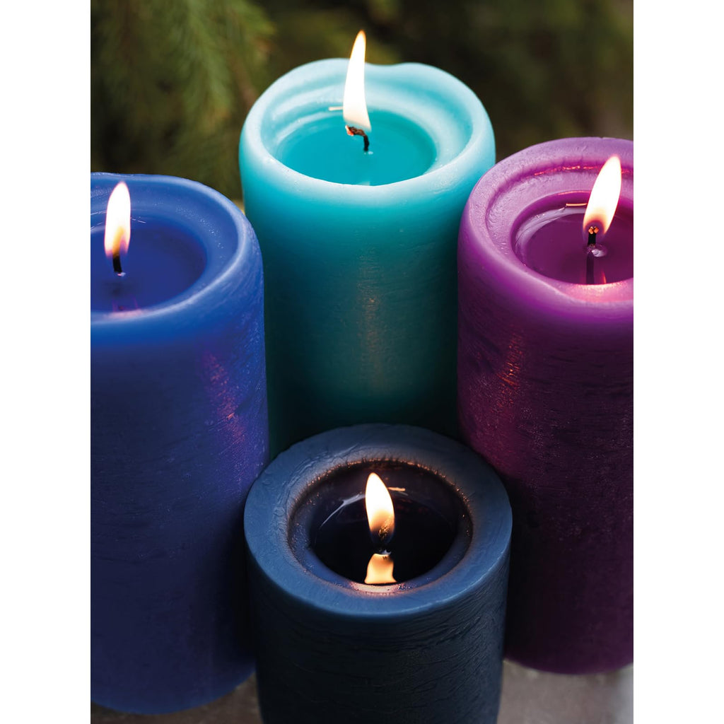 CANDWAX 3x3 Pillar Candle Set of 3 - Decorative Rustic Candles Unscented and No Drip Candles - Ideal as Christmas Candles or Large Candles for Home Interior - Dark Blue Candles