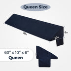 Vekkia Queen Bed Wedge Pillow for Headboard/Bed Mattress Gap Filler Wedge,Bed Gap Filler Close Gap (0-6"),Stop Pillow Falling Down(Blue 60"x10"x6")