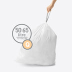 simplehuman Code Q 200 Count, Genuine Custom Fit Liners, Drawstring Trash Bags in Dispenser Packs, 50-65 Liter / 13-17 Gallon, White