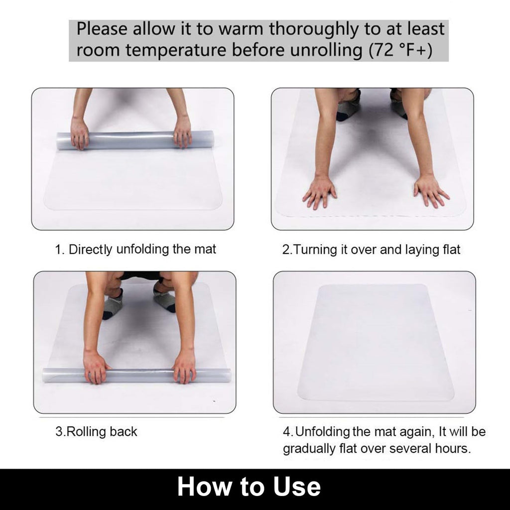 AiBOB Office Chair Mat for Hardwood Floor, 36 X 48 inches, Hard Floor Chair Mats Under Computer Desk, Easy Glide for Rolling Chairs, No Curling