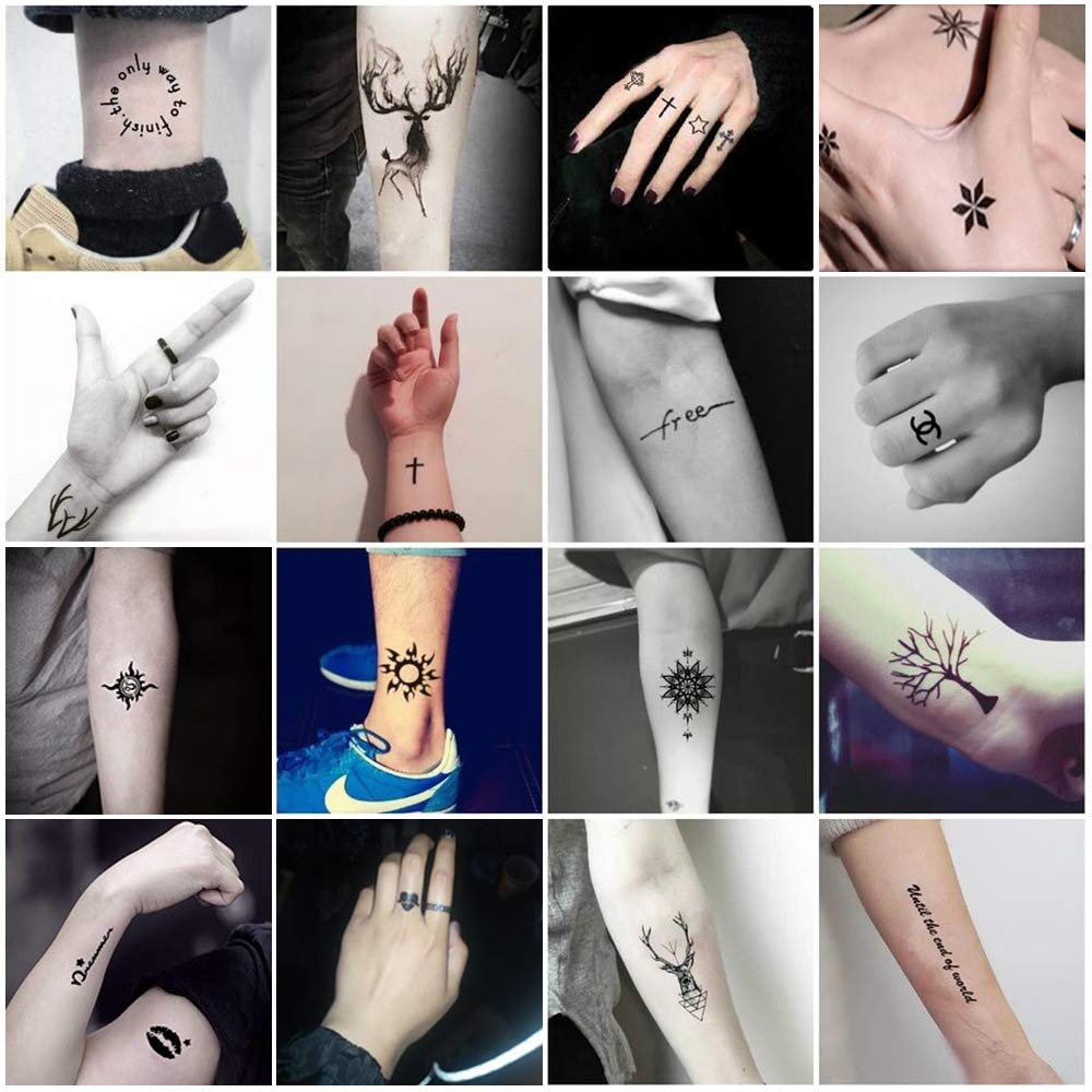 Jacknb Temporary Tattoo Kit, Semi Permanent Tattoo Jagua Gel Freehand Ink 4 Bottles 2oz DIY Tattoos Fake Freckles Temp Tattoos for Women Kids Men Body Art Markers 40 Pcs Free Tattoos Stencils