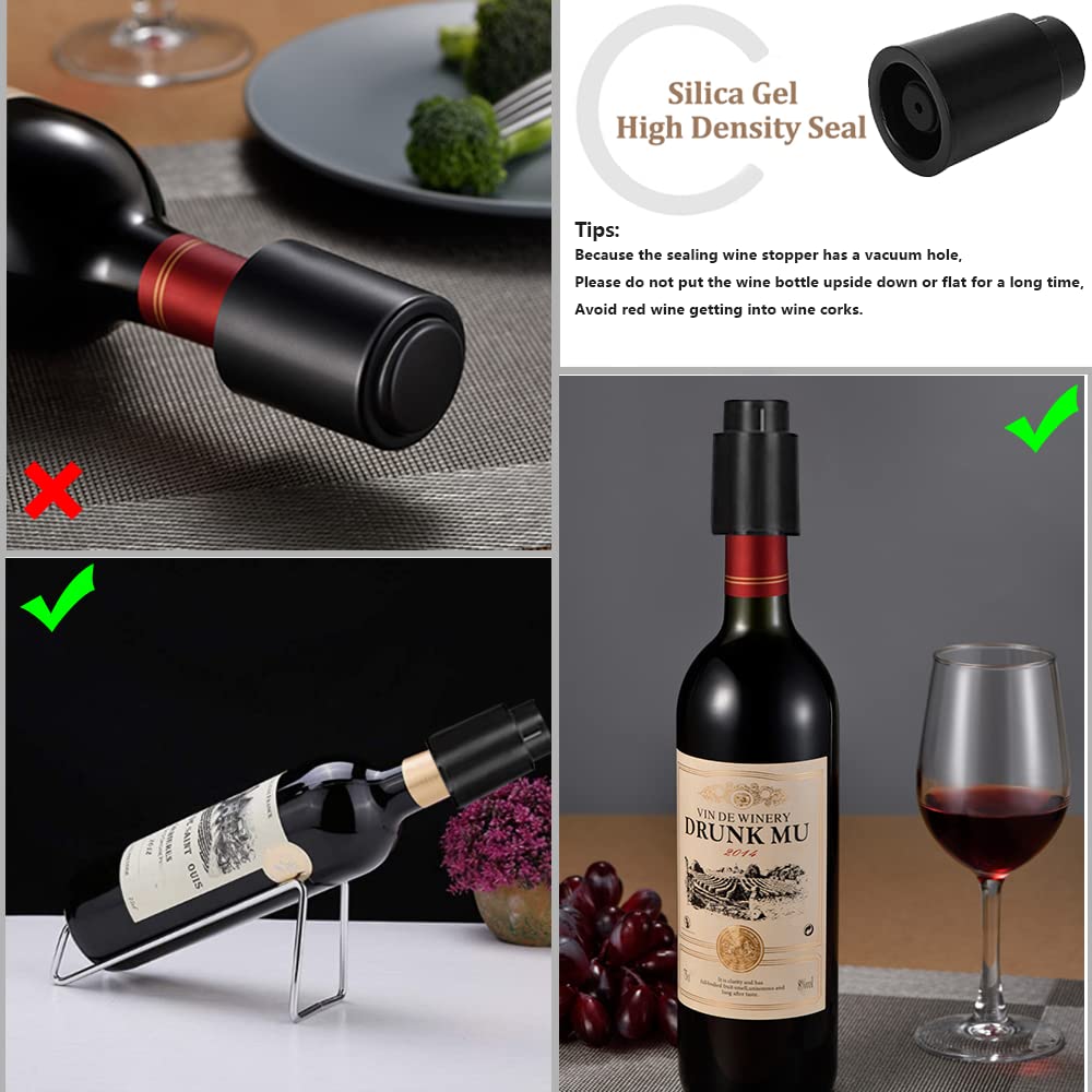 2PACK Wine Bottle Stoppers,Real Vacuum Wine Stoppers,Reusable Wine Preserver,Wine Corks Keep Fresh,Best Gifts for Wine Lovers for Christmas Gifts.
