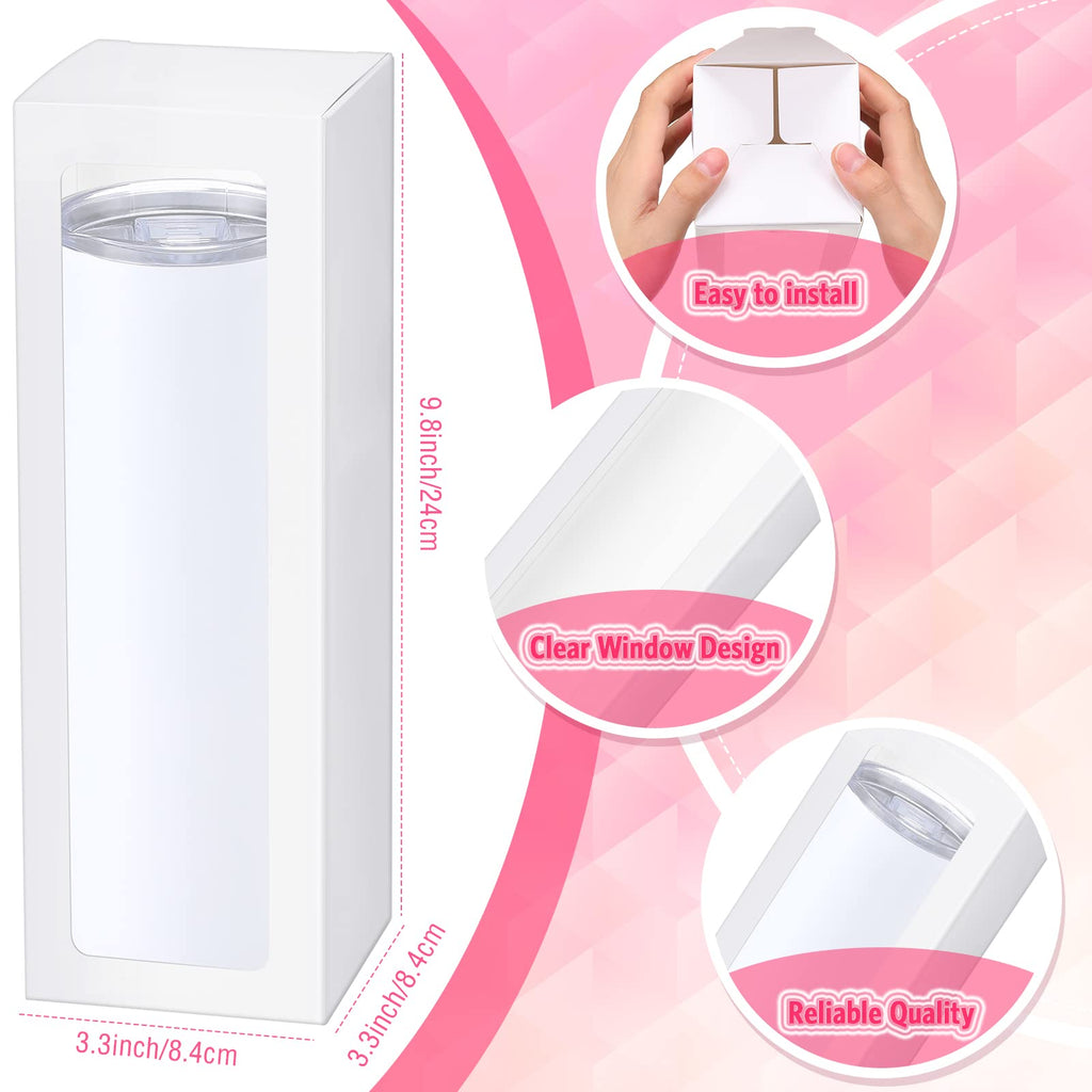 PerKoop 36 Pcs Gift Boxes with Ribbon for Sublimation Tumbler Christmas Tumbler Box for 12 oz, 20 oz, 30 oz Tumbler Gift Box for Shipping Blanks Sublimation Tumbler Gift Wrapping (White)