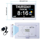 AINFTIME Digital Clock with Date and Day of Week for Elderly-12 Alarms Medication Reminder Dementia Alzheimers Clock Calendar with Extra Large Display (10.1 inch White)