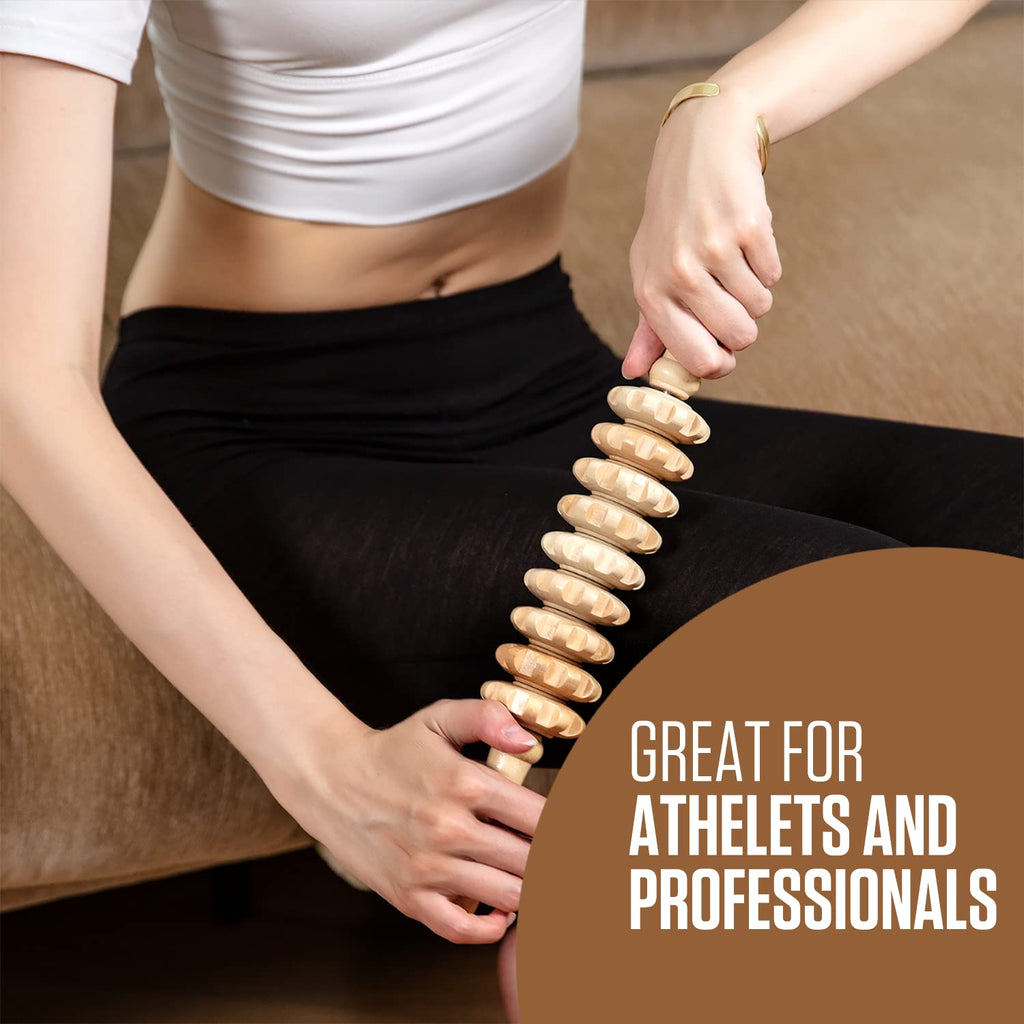 5-in-1 Wood Therapy Massage Tools Kit - Lymphatic Drainage Massager for Stomach, Thighs and HIPS | Maderoterapia Kit Professional for Muscle Pain Relief | Wooden Body Sculpting Tools | ViVACious