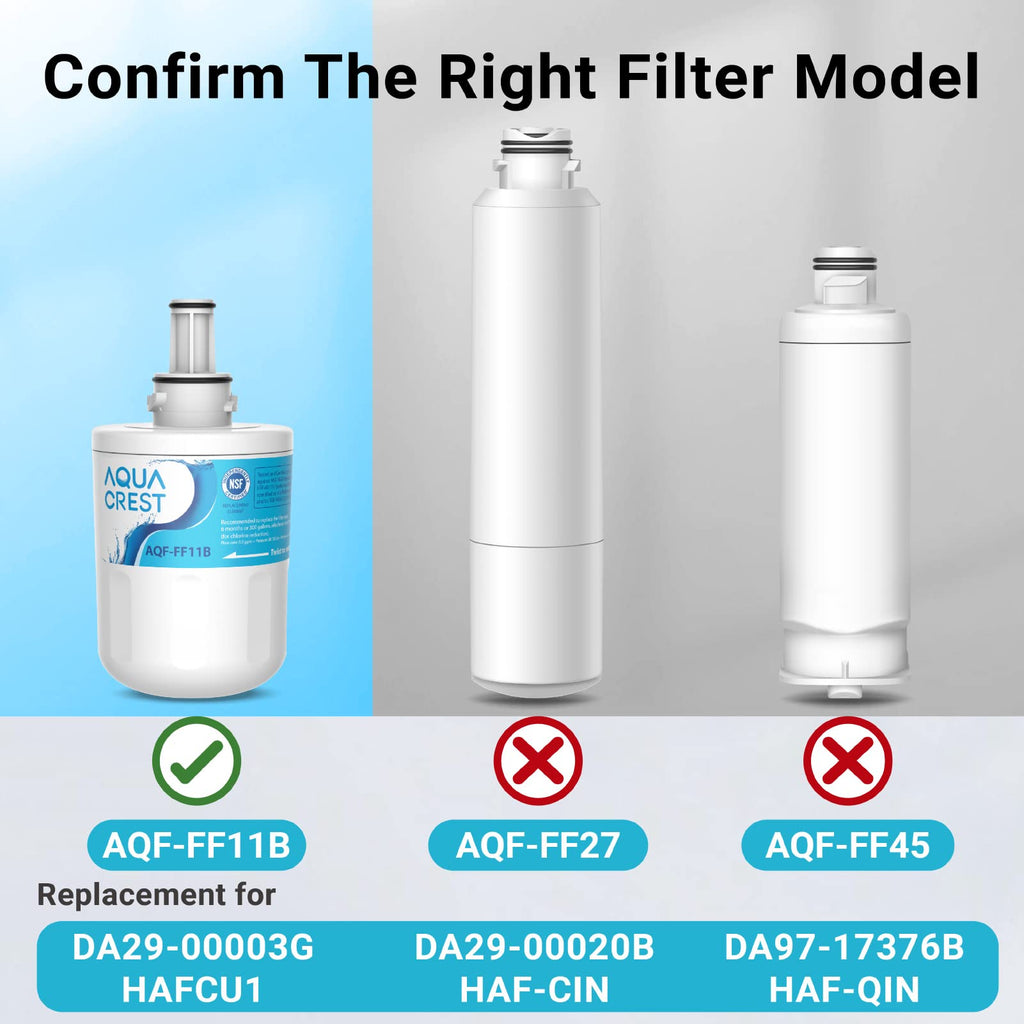 AQUA CREST DA29-00003G Refrigerator Water Filter, Replacement for Samsung DA29-00003G, DA29-00003B, DA29-00003A, Aqua-Pure Plus, HAFCU1, RFG237AARS, FMS-1, RS22HDHPNSR, RSG257AARS, WSS-1 (1 Pack)