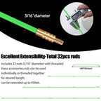 FTIHTRY 45FT Fiberglass Running Electrical Wire Cable Glow Rods Wire Pulling, Fish Rods Electrical Kit with 8 Different Attachments and Fish Tape Wire Puller Kit