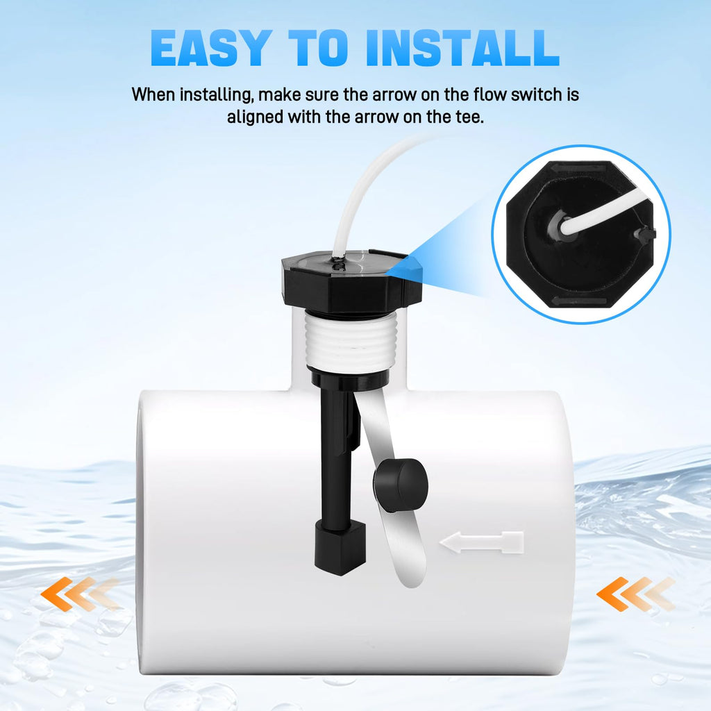 Sejaede Upgraded GLX-FLO-RP Pool Flow Switch Assembly Compatible with Hayward Goldline Aqua Rite Salt Chlorine Generator System, Flow Sensor with 15ft Cable (Metal Probe)
