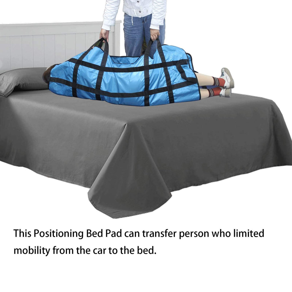 Positioning Bed Pad with Handles 48" X 40" Incontinence Mattress Bedding Protector Liner Underpad Straps for Easy Lift & Transfer Reusable Washable Waterproof Hospital Quality