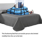 Positioning Bed Pad with Handles 48" X 40" Incontinence Mattress Bedding Protector Liner Underpad Straps for Easy Lift & Transfer Reusable Washable Waterproof Hospital Quality