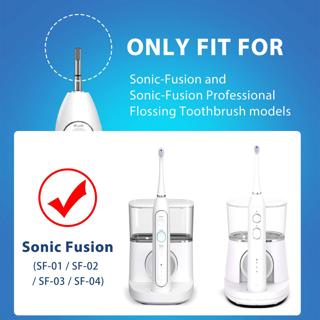 Replacement Brush Heads for Waterpick Sonic Fusion 2.0 Flossing Toothbrush with Cover, Compact, 5 Count Black, Soft Bristles