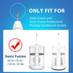 Replacement Brush Heads for Waterpick Sonic Fusion 2.0 Flossing Toothbrush with Cover, Compact, 5 Count Black, Soft Bristles