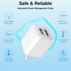 USB Wall Charger, Dual Port Cube Power Adapter Charger Plug Block Charging Box, Dual Port Wall Charging Adapter, Compatible for i Phone 14 13 12 11，Milky White (3-Pack)