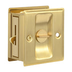 HOMOTEK 1 Pack Privacy Sliding Door Lock with Pull - Replace Old Or Damaged Pocket Door Locks Hardware Quickly and Easily, 2-3/4”x2-1/2”, for 1-3/8” Thickness Door,Brushed Brass