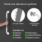 20 Inch Anti Slip Shower Grab Bar, Munzong White Stainless Steel Bathroom Grab Bar w/Gray Rubber Grip, Bathroom Balance Bar,Safety Handrail Support,Handicap Elderly Senior Assist Bath Handle
