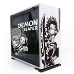 Demon Slayer Anime Stickers for PC Case,Cartoon Decor Decal for ATX Computer Skin,Waterproof Vinyl Graffiti Decal,Easy Removable (B Style.White and White)