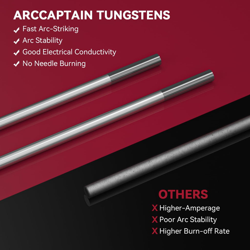 ARCCAPTAIN TIG Welding Tungsten Electrode 10-Pack 3/32"x 7"(Grey - 2% Ceriated, WC20/EWCe-2)