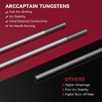 ARCCAPTAIN TIG Welding Tungsten Electrode 10-Pack 3/32"x 7"(Grey - 2% Ceriated, WC20/EWCe-2)