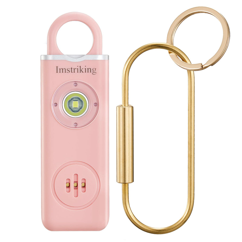 Imstriking Rechargeable Personal Safety Alarm Keychain for Women,Self Defense Keychain Alarm with Strobe Light and 130dB Siren Help Women,Men,Elderly, Emergency Security Whistle Alert (Pink)