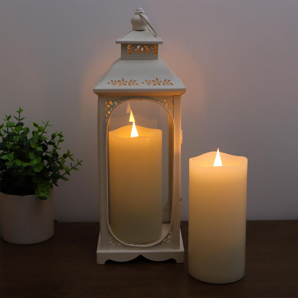 TECHLONG 3 Pack Flickering Flameless Candles Battery Operated with Timer, 3D Moving Flame Last 1000+ Hours, Ivory Real Wax Electric LED Pillar Candle for Wedding Christmas Decorations