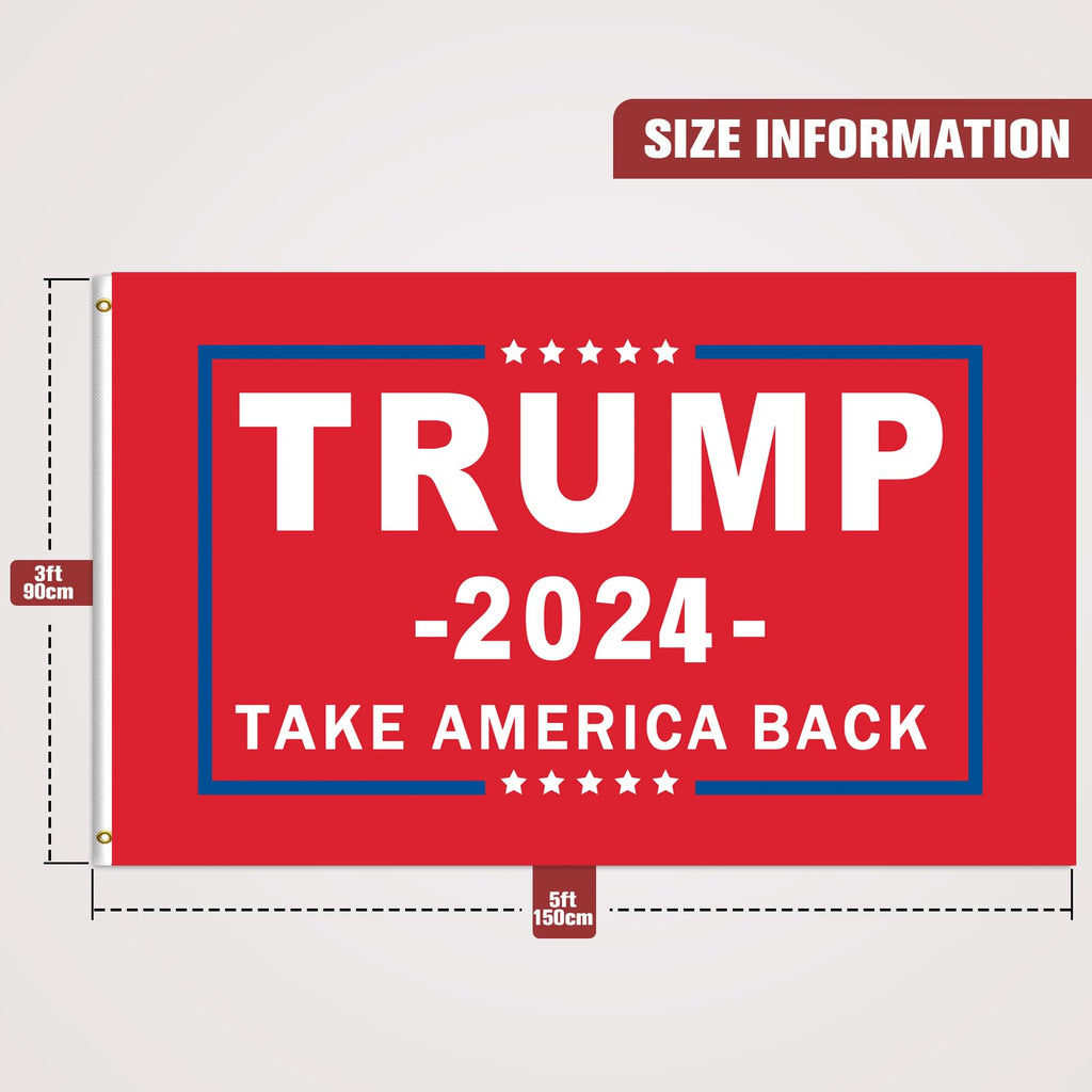 Trump 2024 Flag 3x5 outdoor Double Sided Take America Back Trump Flag 3ply Heavy Duty Polyester Anti-UV Fading Donald Trump Flag 2024 For President Trump Flags with 2 Brass Grommets 4 Rows Stitched