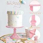 3Pcs Cake Stand, Pink Round Cupcake Stand 8/10/12Inch Dessert Display Stand Cupcake Holder Pastry Serving Plate for Baby Shower Wedding Birthday Party Celebration Home Decoration