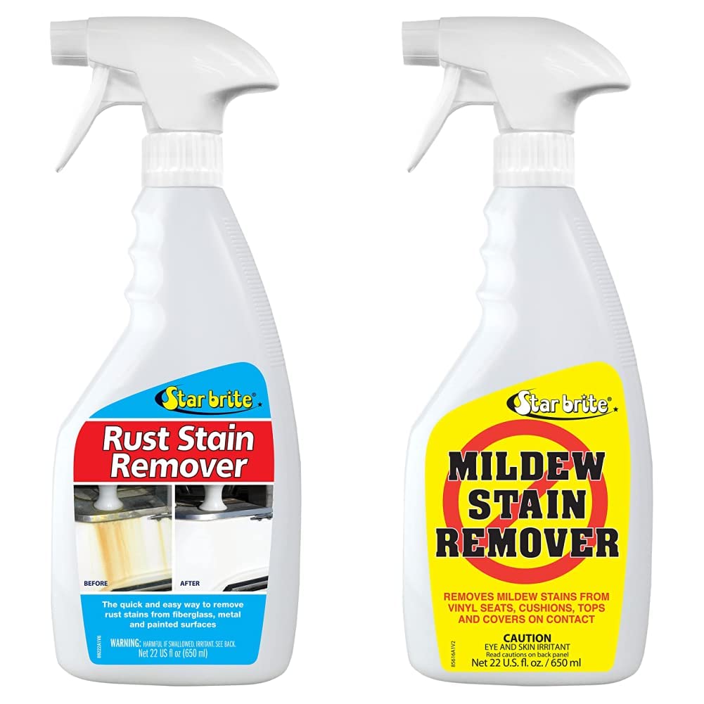 STAR BRITE Rust Stain Remover Spray - Instantly Dissolve Corrosion Stains on Fiberglass, Vinyl, Fabric & Painted Surfaces - Also Removes Sprinkler Stains & Mold & Mildew Stain Remover + Cleaner