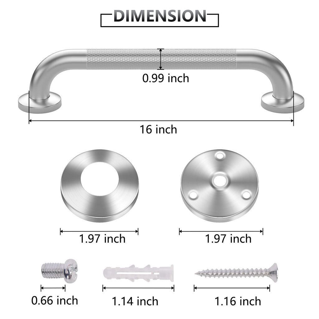 2 Pack 16 Inch Grab Bars for Bathtubs and Showers, Anti Slip Shower Grab Bars Stainless Steel Shower Handle Toilet Handicap Elderly Senior Assist Bathroom Saft Handle