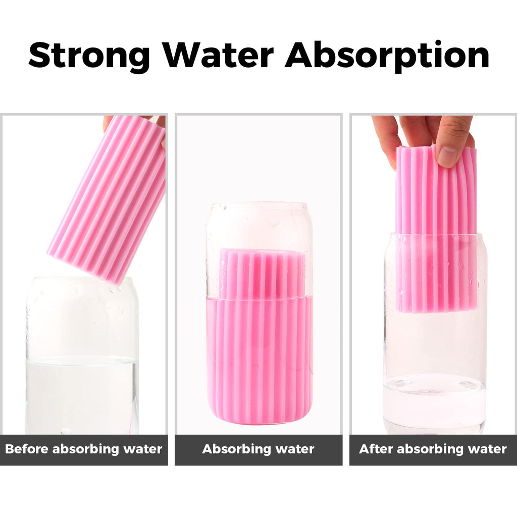 Jeymei 4-Pack Damp Clean Duster Sponge, Sponge Cleaning Brush, Duster for Cleaning Blinds, Glass, Baseboards, Vents, Railings, Mirrors, Window Track Grooves and Faucets Pink Non-Scratch Sponges