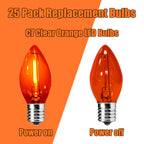 SOTOPOO Orange E12 LED Bulb, 25 Pack C7 Orange Light Bulbs, C7 LED Replacement Bulbs for Christmas Halloween Indoor Outdoor String Lights, C7/E12 Candelabra Bulb, 0.6Watt