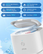 Ultrasonic Jewelry Cleaner, Phniti 46kHz Professional Portable Ultrasonic Retainer Cleaner Machine with Timer for Dental Retainer, Mouth Guard, Watch, Ring, Diamond - Household Use, White