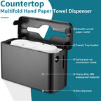 Multifold Paper Towel Dispenser Countertop, Heavy Duty Wide-Design, 300-Sheet Large Capacity Black Paper Towel Holder, Compatible with Tork, AmazonCommercial, Kleenex, Scott, Pacific Multifold Towels