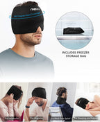 iTHERAU Migraine Ice Head Wrap, Headache Relief Hat & Migraine Cap Cold Compress, Migraine Relief Cap for Headache Eyes Mask for Puffy Eyes, Tension, Sinus & Stress Relief (2Packs)