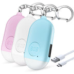 Safesound Personal Alarm Siren Song 3 Pack - 130dB Self Defense Alarm Keychain Emergency LED Flashlight with USB Rechargerable - Security Personal Protection Devices for Women Girls Kids Elderly