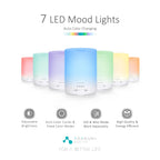 ASAKUKI Essential Oil Diffuser, 5-in-1 Quiet Humidifier, Natural Home Fragrance Aroma Diffuser with 7 LED Color Changing Light and Auto-Off Safety Switch (Pure White)