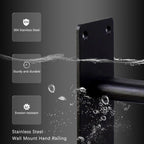 YEOOE Handrails for Outdoor Steps Wall Mount, Railings for 1-3 Steps, U-Shaped Handrail with Powder Coated, Stair Handrails for Kids, Elderly, Pregnant Women, Disabled (26" Length, Oval Pipe)