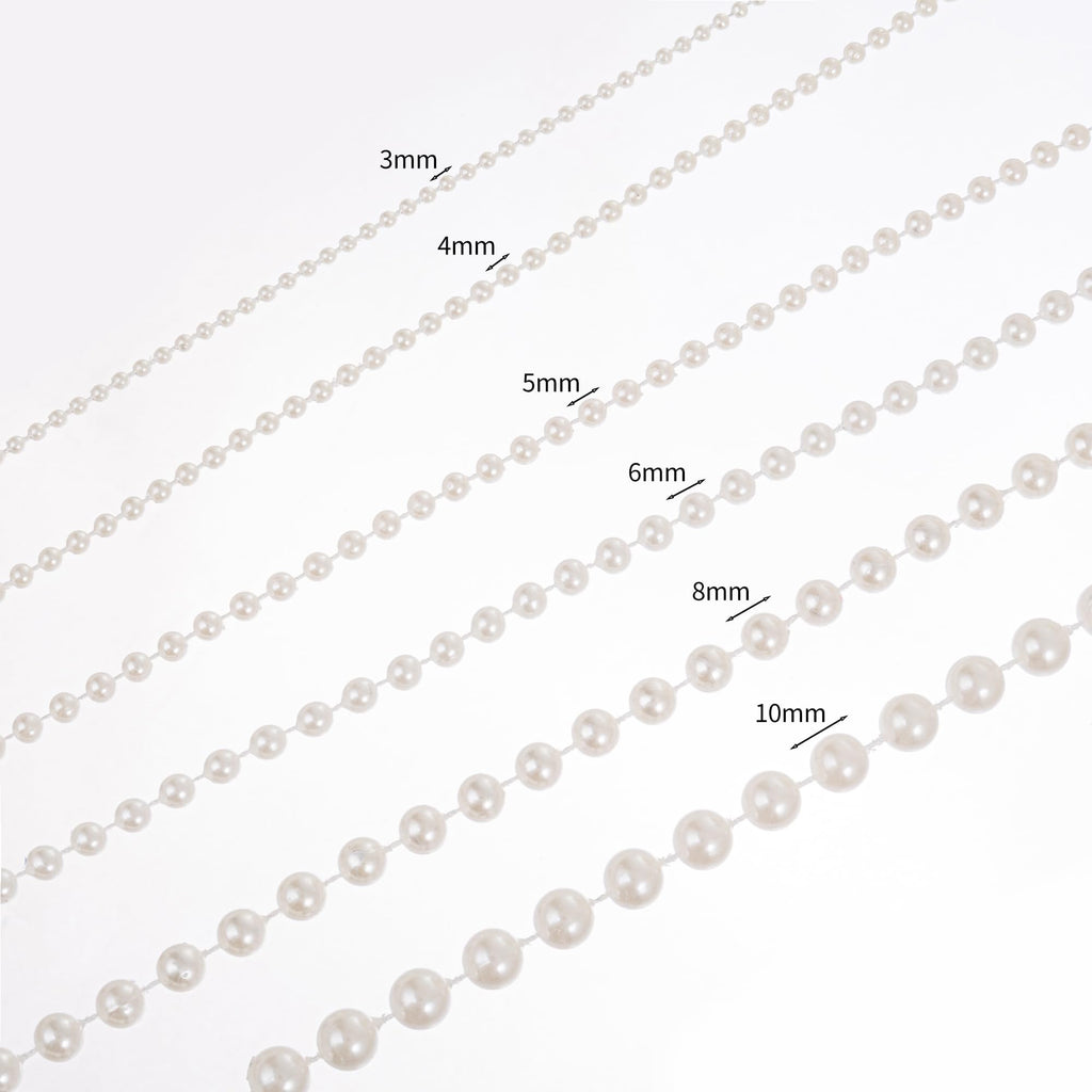 YoungJewl 10mm Pearl Strands,9 Yds of Lvory Fake Beads Garland Spool Roll with Stringed Pearls for Crafting,Wedding Party,Christmas Tree Decoration.