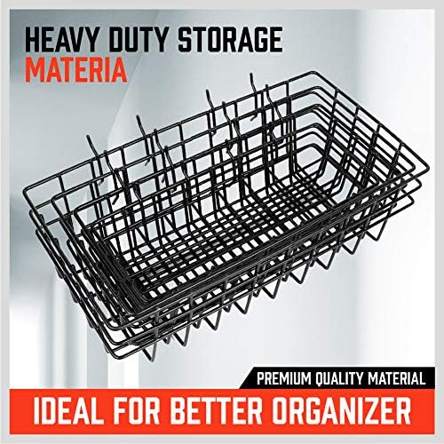 HORUSDY Peg Board Bins and Baskets | 4 Pack | Square Style 4 Size Pegboard Baskets and Pegboard Bins for Organize Workbenches, Accessories