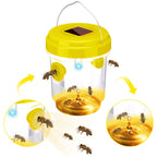 Wasp Trap Solar Powered Bee Trap Reusable Fly Traps Outdoor Hanging Wasp Killer with UV LED Light Flying Insects Bee Killer for Indoor Outdoor Patio Garden Home(Yellow,6 Packs)