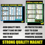 Air Fryer Cooking Times and Instant Pot Magnetic Cheat Sheet Combination Bundle - Extra Large Easy to Read Reference Guides for Air Frying and Instant Pot Pressure Cooking - Kitchen Accessories