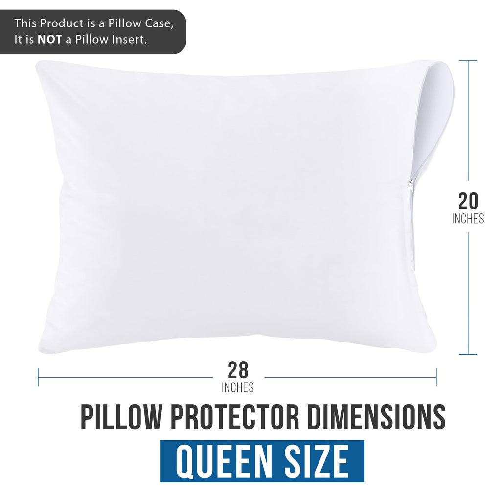 Utopia Bedding Waterproof Pillow Protector Zippered (4 Pack) Queen – Bed Bug Proof Pillow Encasement 20 x 28 Inches
