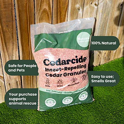 Cedarcide Lawn, Home & Garden Cedar Granules | Repels Fleas, Ticks, Ants & Mosquitoes | Smells Great, Easy to Use | Family & Pet Safe | 4 Bags (32 Lbs)