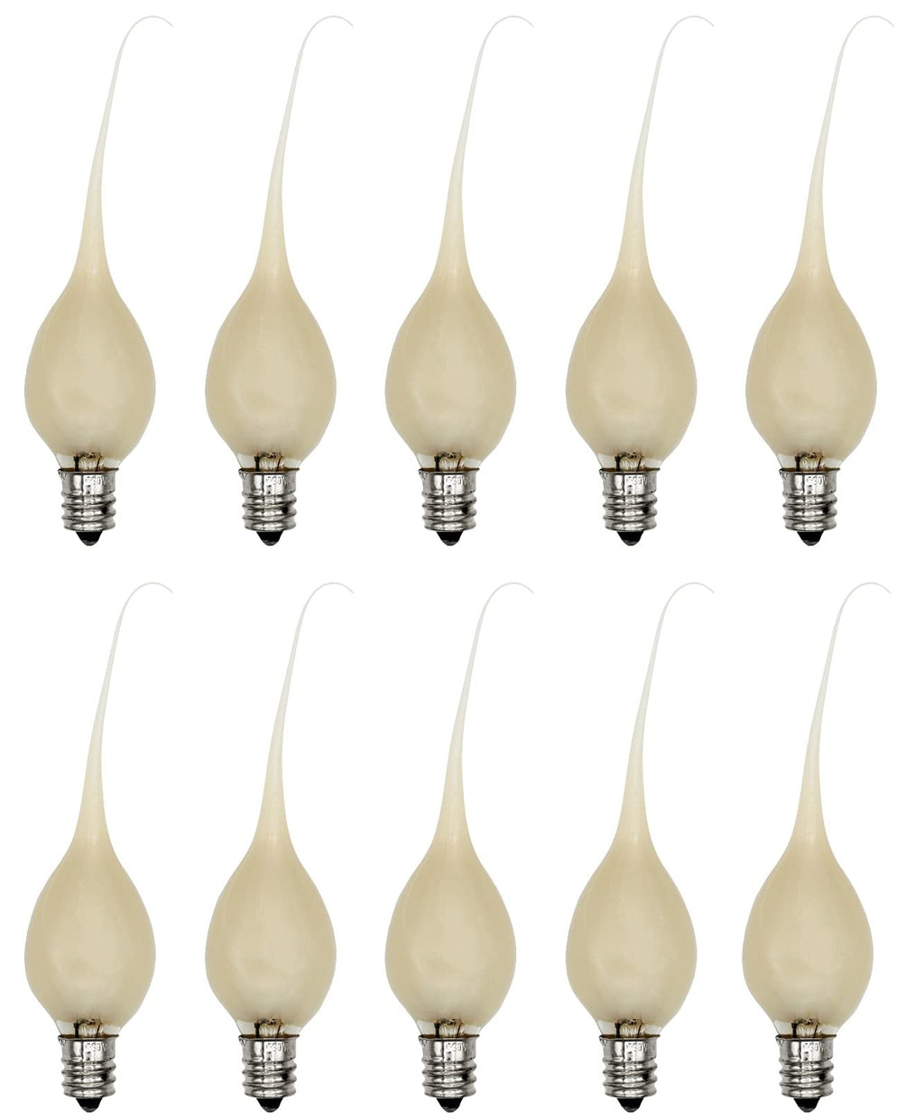 Creative Hobbies® Country Style Silicone Dipped Candle Light Bulbs (Pkg of 10 Bulbs) ~ 5 Watt Pearlized Silicone, Gold Glow